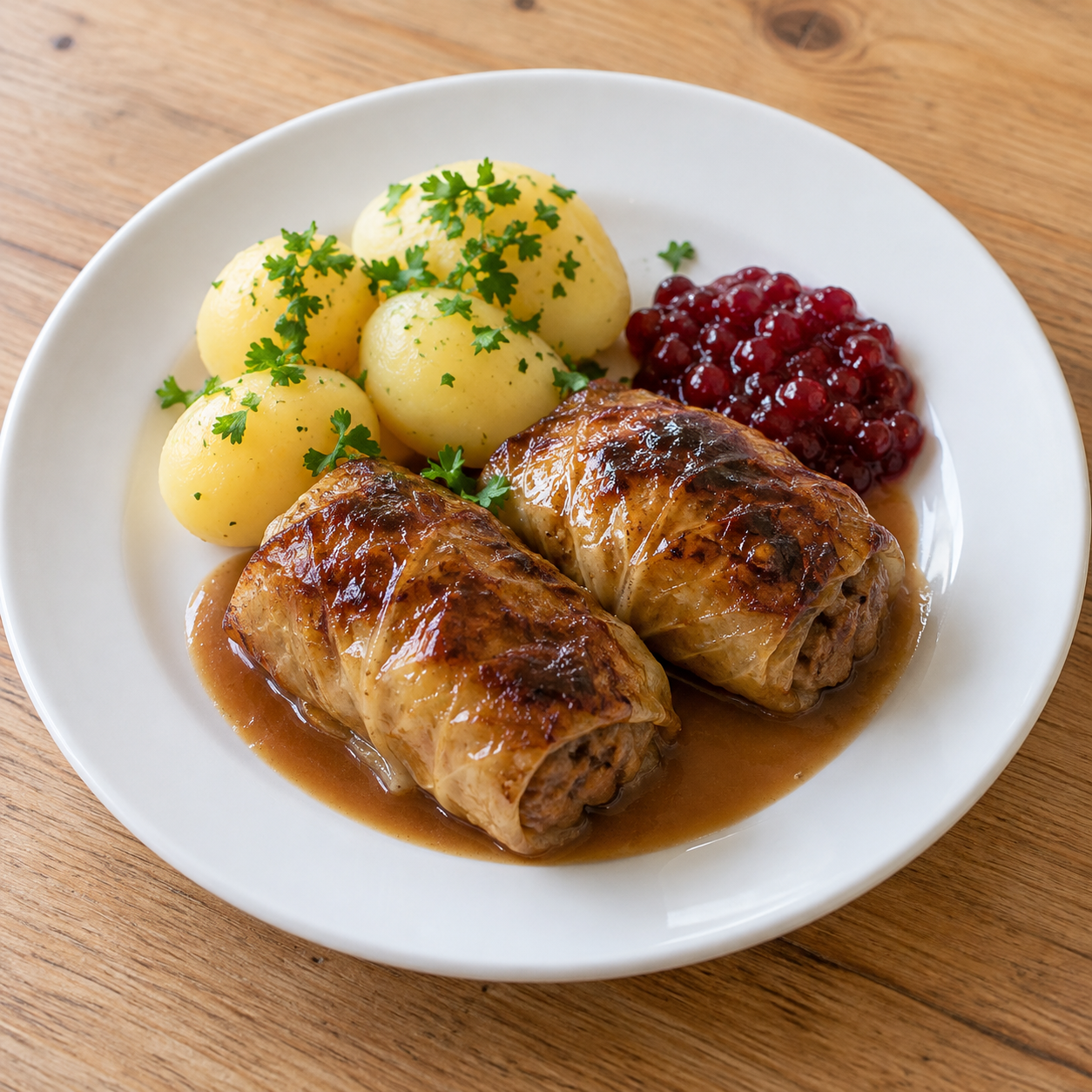 Kåldolmar med potatis och lingon